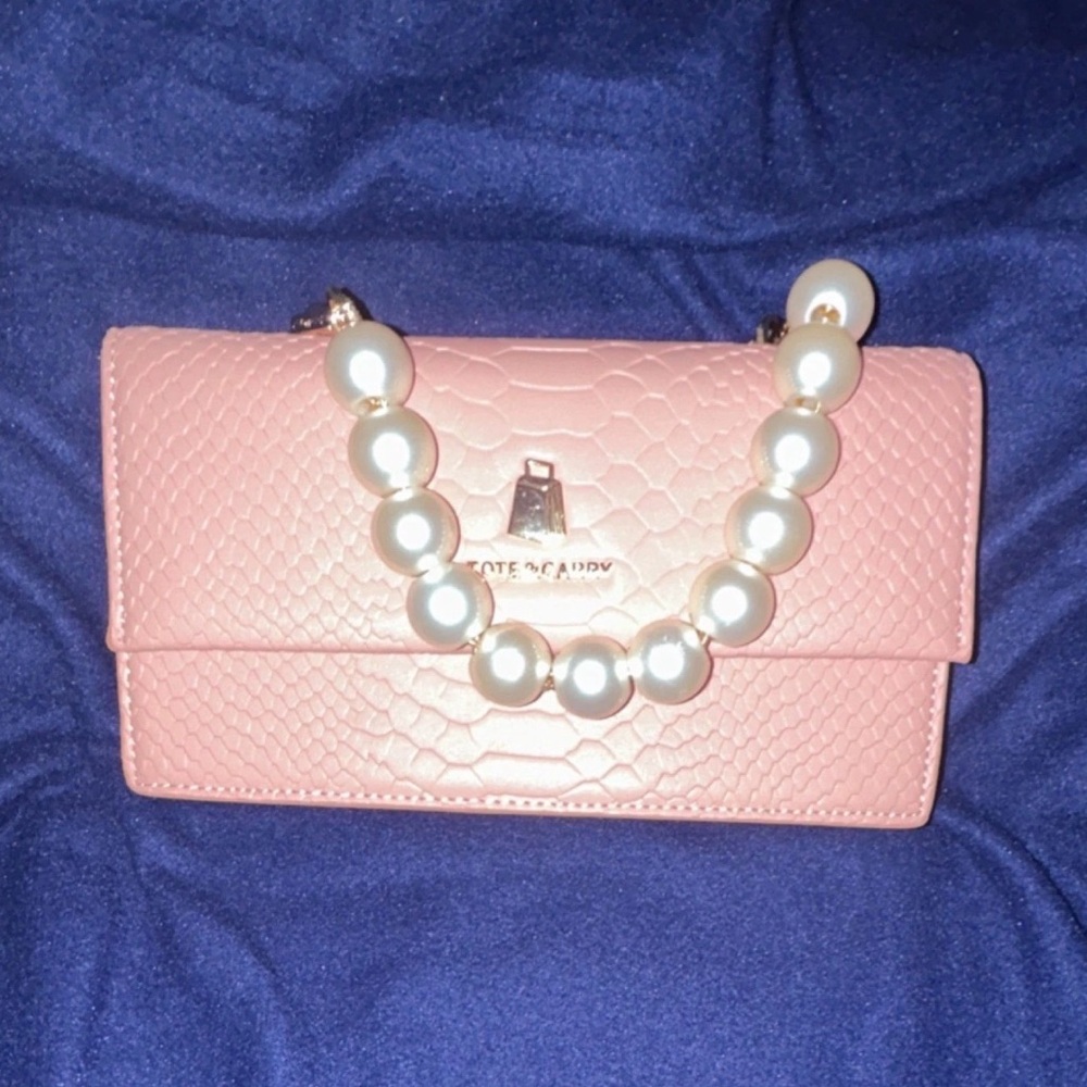 Tote & Carry Pink Pearl-Handle Crossbody Bag